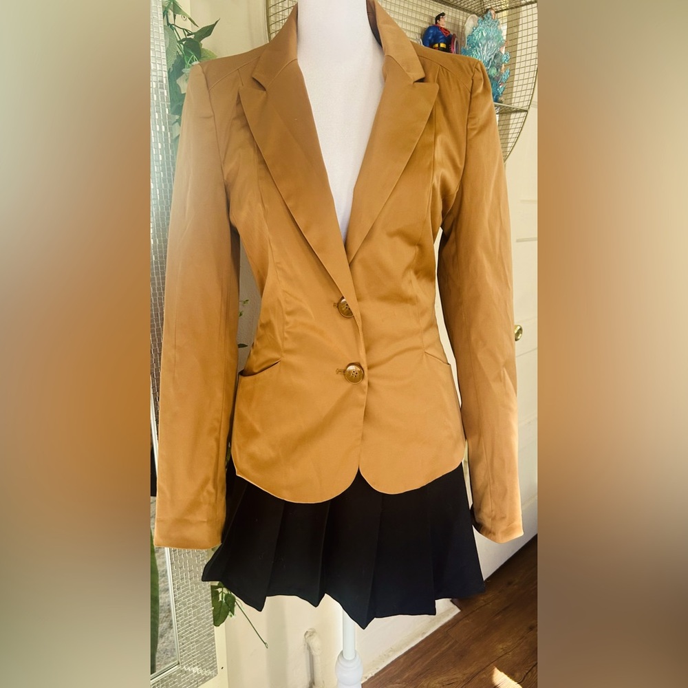 Forever 21 Tan Blazer with Notched Lapels and Structured Shoulders